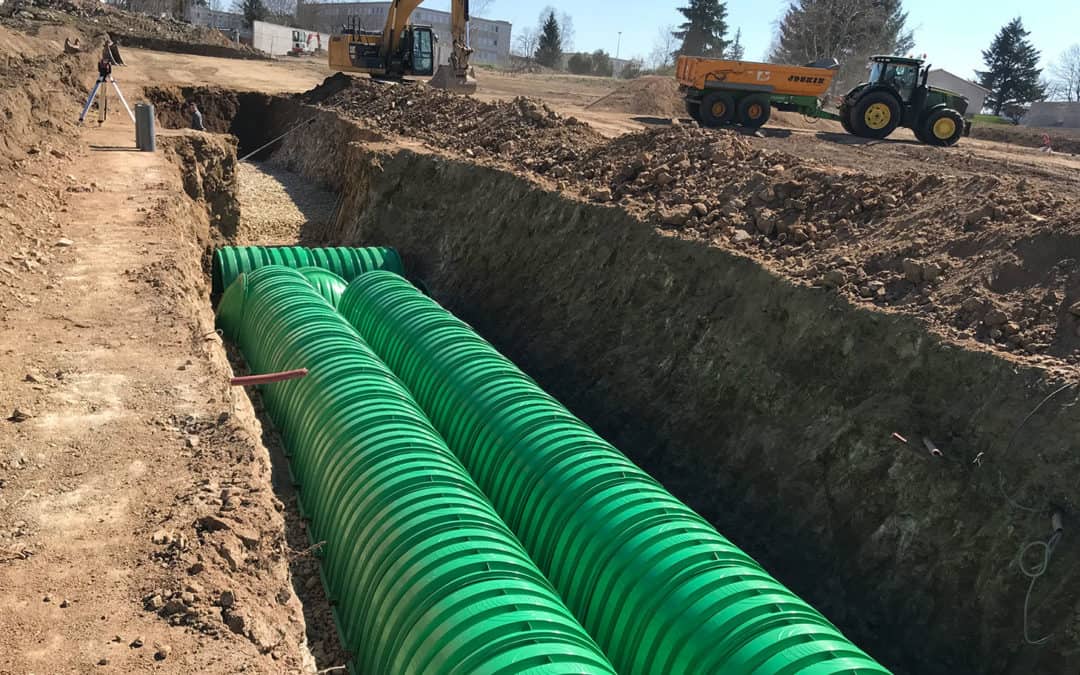 Chantier de pose de réseaux programme Cogecoop Monistrol-sur-Loire