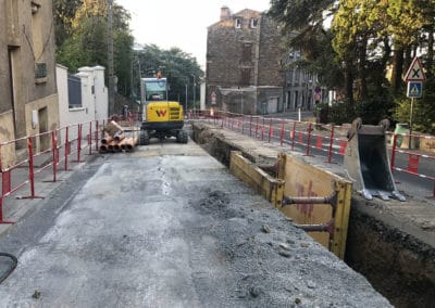 Chantier de pose de réseaux Stéphanoise des Eaux